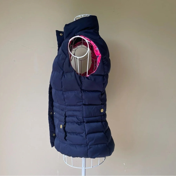 Lilly Pulitzer Isabelle Puffer Vest navy blue with gold accents size XS - Picture 8 of 14